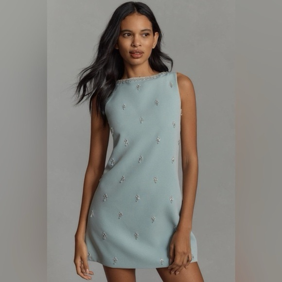 Anthropologie Atsu Crystal-Embellished Bow Mini Dress Sz L NWT - Picture 2 of 6